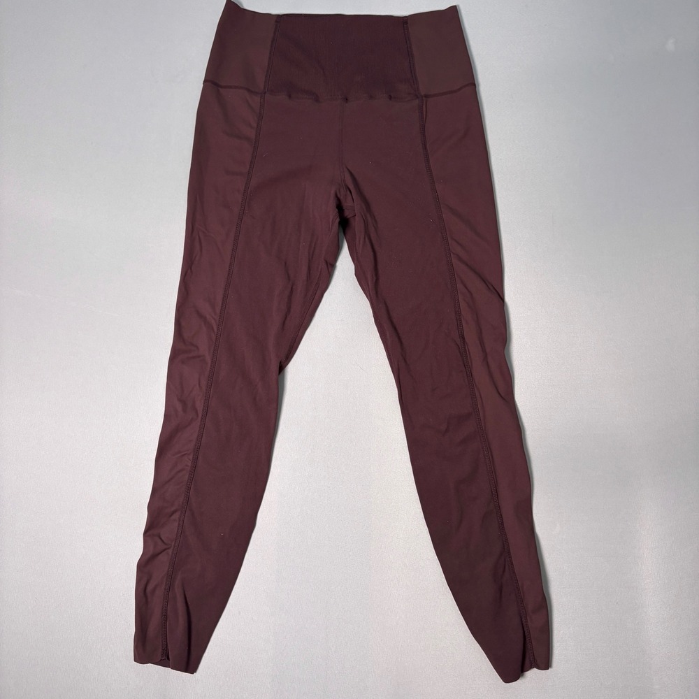 Nike Yoga Dri-FIT High Waisted Ribbed Leggings Burgundy Maroon Large CU5293-638